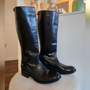 Frye Melissa Button Back Zip Riding Extended Calf Leather Boots. Size 8 B